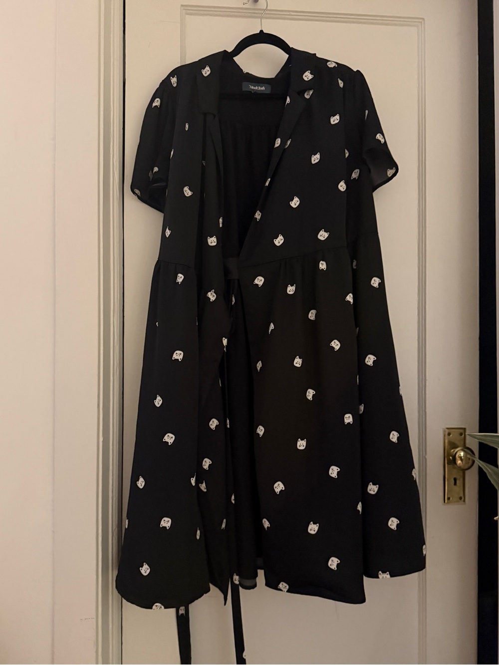 Modcloth - Cat Midi Wrap Dress - Black and White - 2XL-3XL - Picture 4 of 9